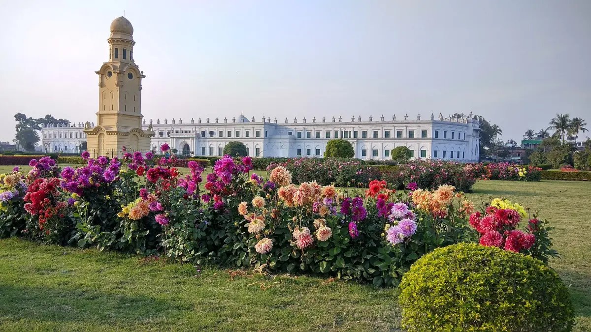 The Nizamat Imambara behind flower beds